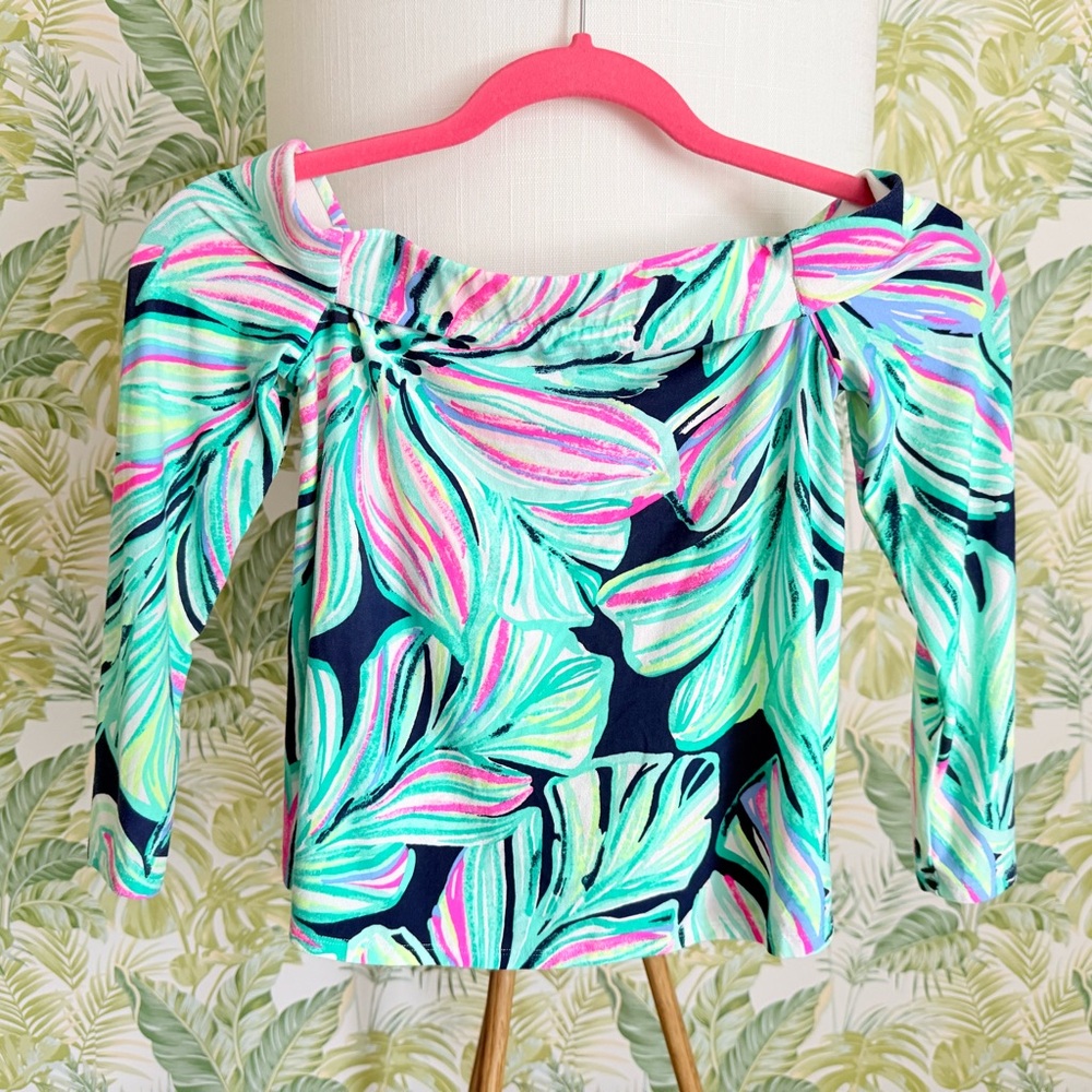 Lilly Pulitzer Off-Shoulder Westlee Set Top in High Tide Navy
